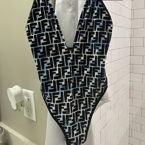 New Fendi Joshua Vides FF Print Swimsuit Size M